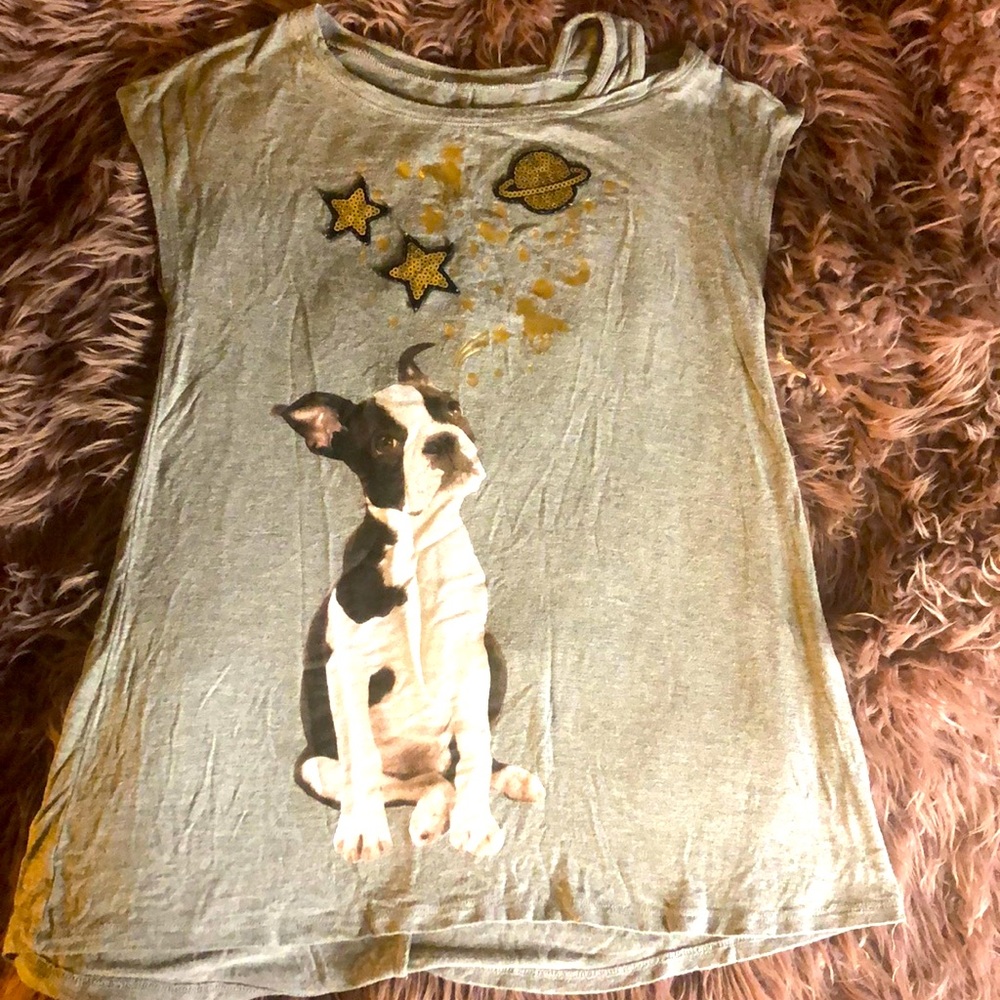 Gray semi long girls top